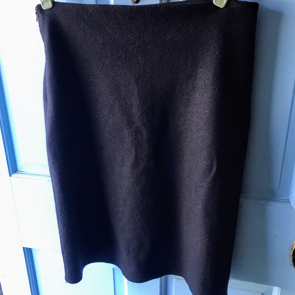 Black 100% Wool Straight Skirt Lined